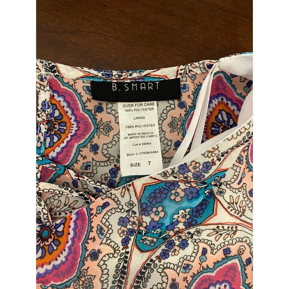 B. Smart Shorts Romper Paisley Lace Up‎ Long Sleeve Blue Pink Womens SZ  7